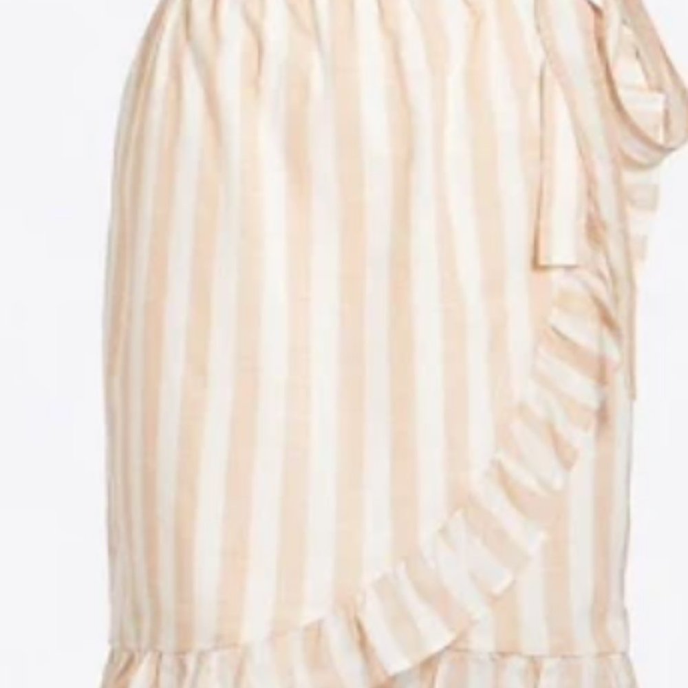J. Crew Linen Striped Wrap Skirt- size 4